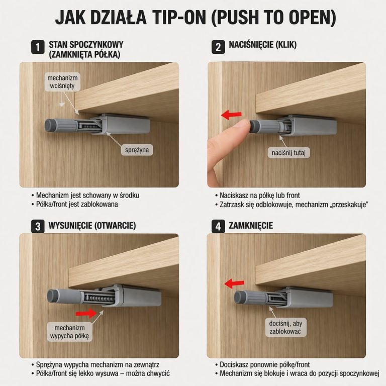 Szafa Modułowa Eden 50 cm Biała – PUSH CLICK i Cichy Domyk