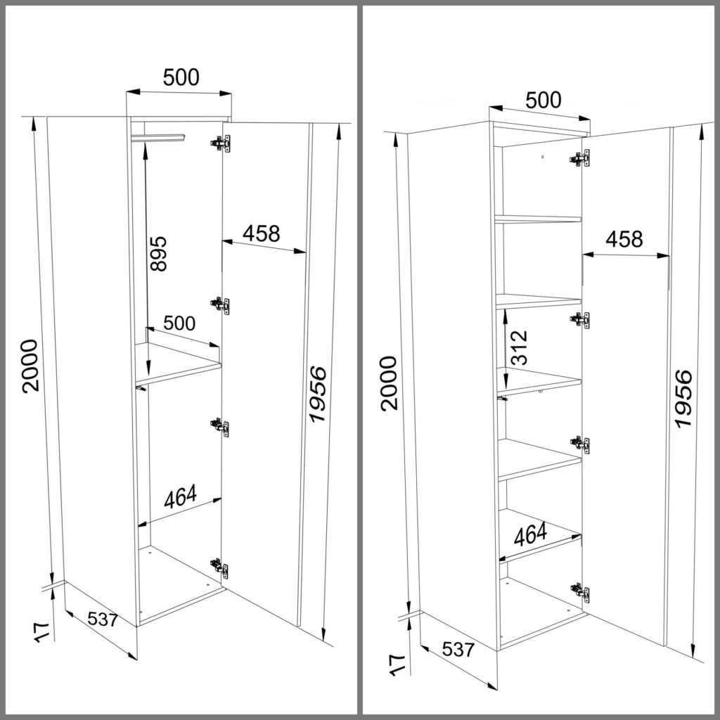 Szafa Modułowa Eden 300 cm Biała – PUSH CLICK i Cichy Domyk