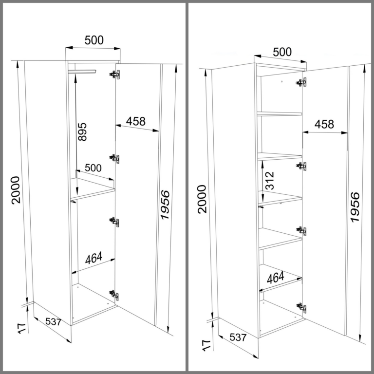 Szafa Modułowa Eden 300 cm Biała – PUSH CLICK i Cichy Domyk