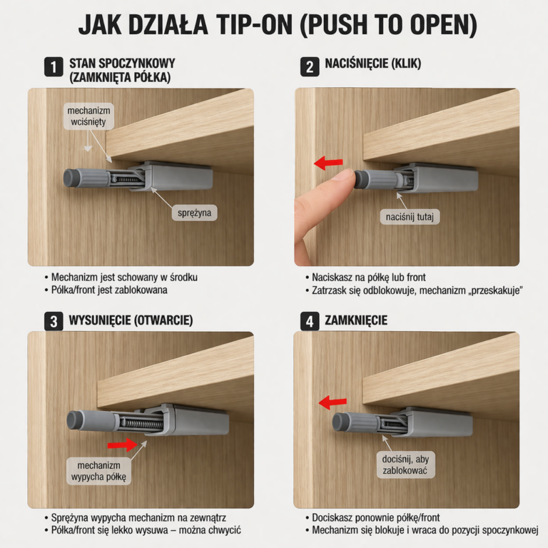 Szafa Modułowa Eden 200 cm Kaszmir – PUSH CLICK i Cichy Domyk