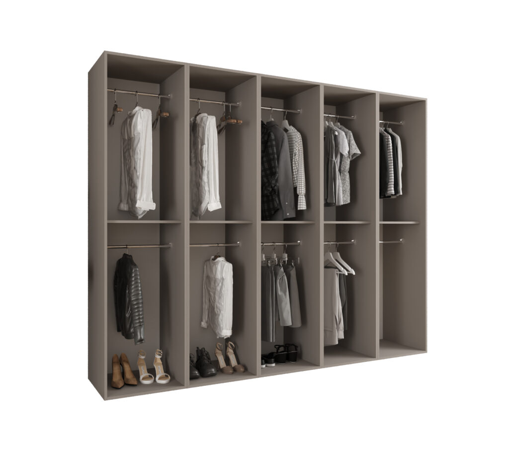 Szafa Modułowa Eden 250 cm z Lustrem Kaszmir – PUSH CLICK i Cichy Domyk