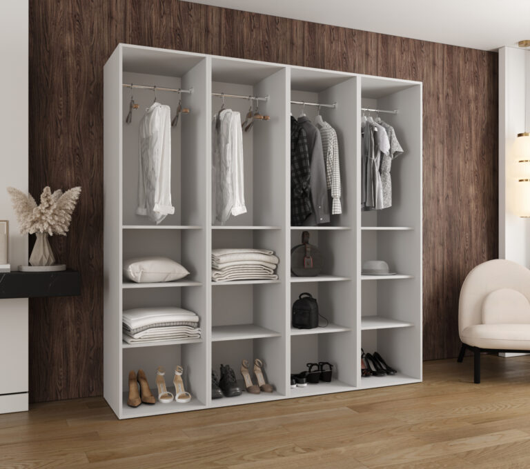 Szafa Modułowa Eden 200 cm Biała – PUSH CLICK i Cichy Domyk