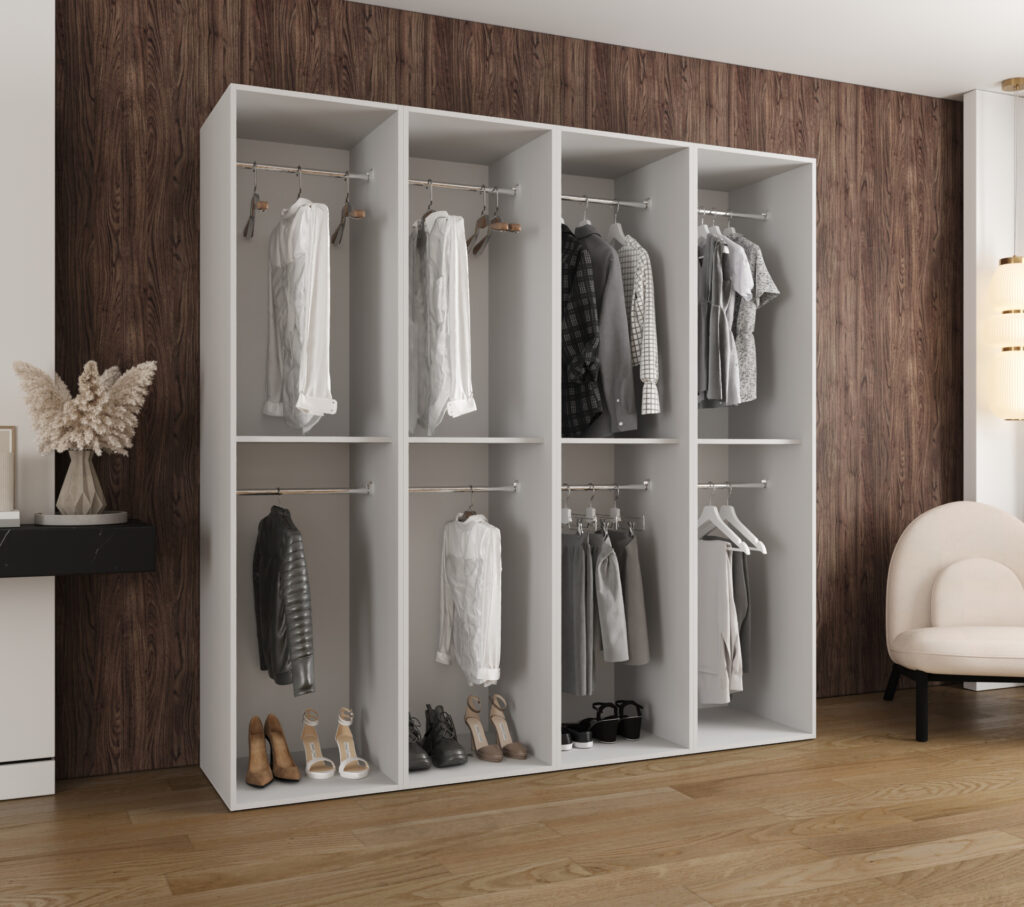 Szafa Modułowa Eden 200 cm Biała – PUSH CLICK i Cichy Domyk