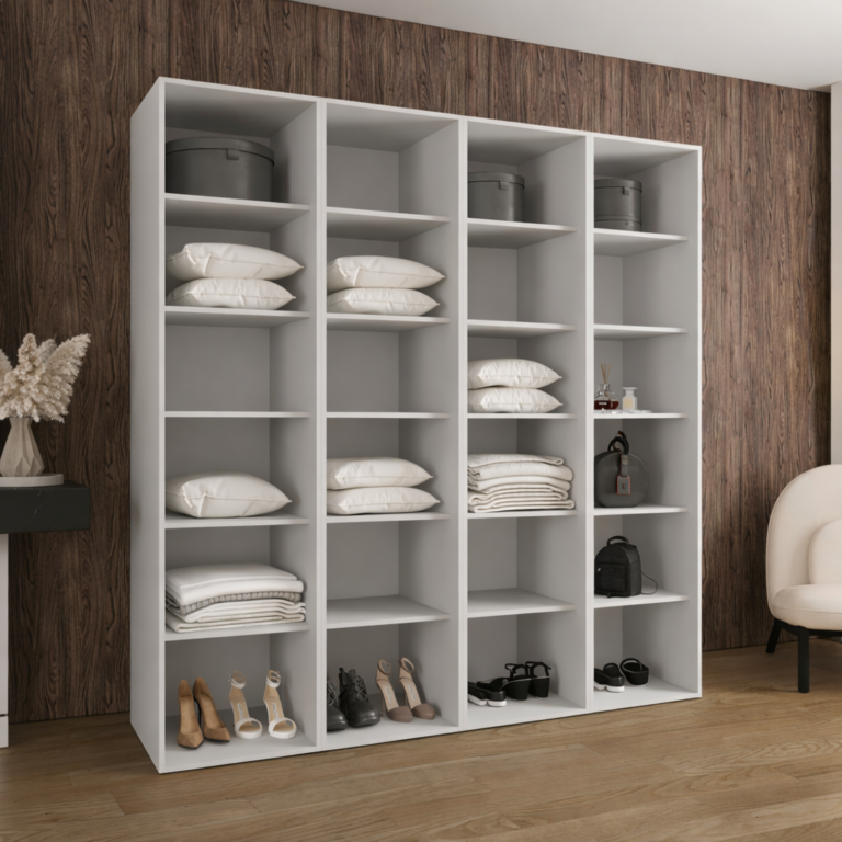 Szafa Modułowa Eden 200 cm Biała – PUSH CLICK i Cichy Domyk