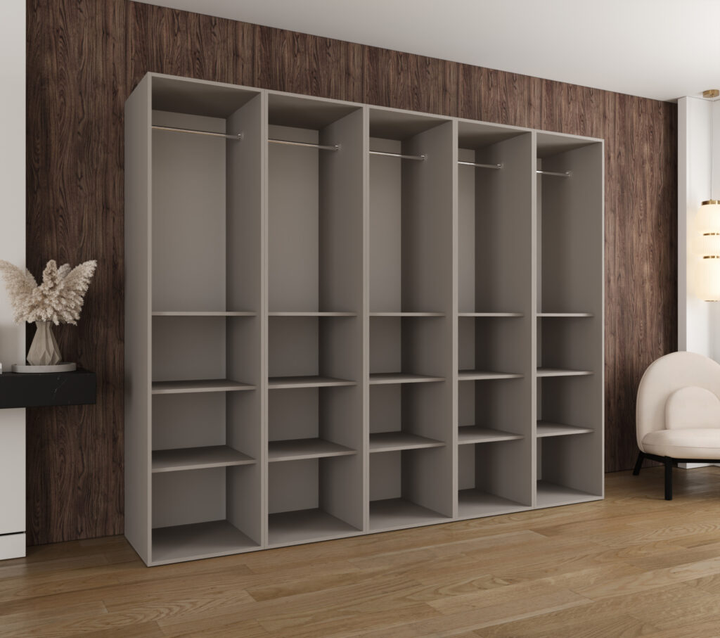 Szafa Modułowa Eden 250 cm z Lustrem Kaszmir – PUSH CLICK i Cichy Domyk
