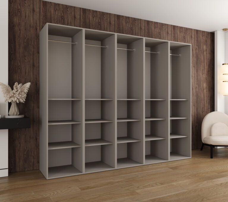 Szafa Modułowa Eden 250 cm z Lustrem Kaszmir – PUSH CLICK i Cichy Domyk