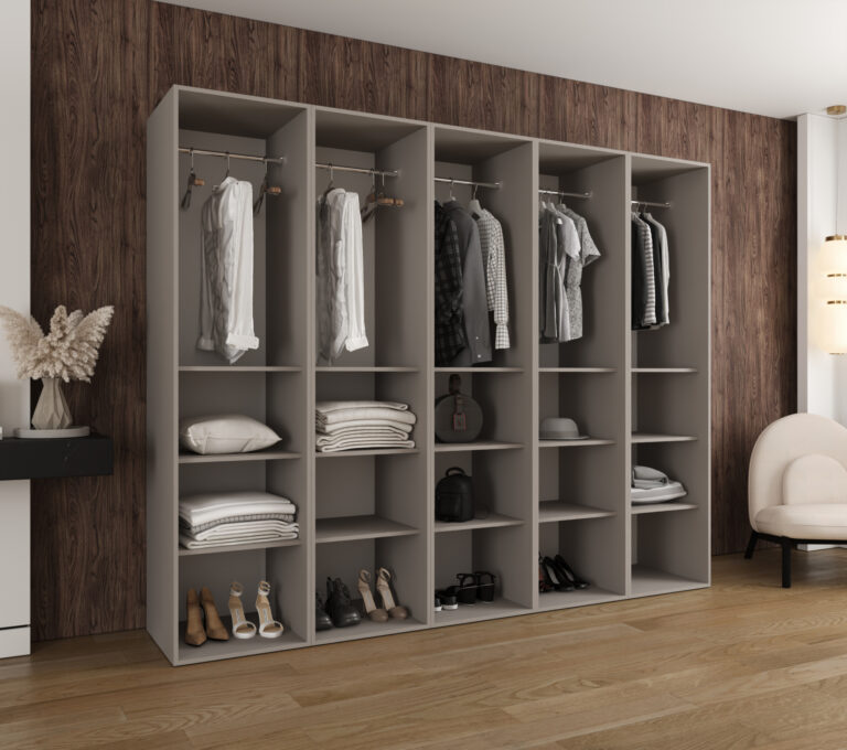 Szafa Modułowa Eden 250 cm z Lustrem Kaszmir – PUSH CLICK i Cichy Domyk