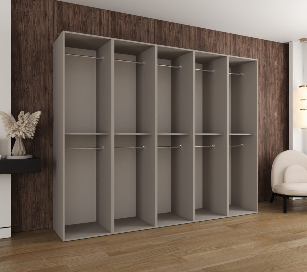 Szafa Modułowa Eden 250 cm z Lustrem Kaszmir – PUSH CLICK i Cichy Domyk