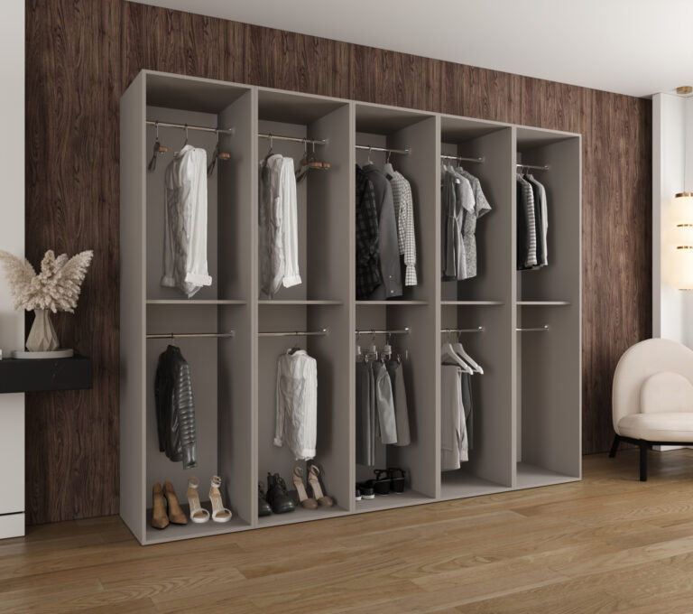 Szafa Modułowa Eden 250 cm z Lustrem Kaszmir – PUSH CLICK i Cichy Domyk