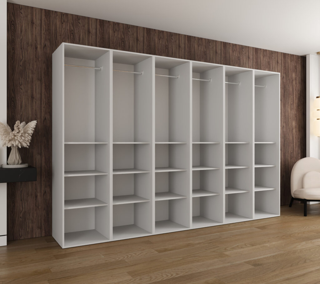Szafa Modułowa Eden 300 cm Biała – PUSH CLICK i Cichy Domyk