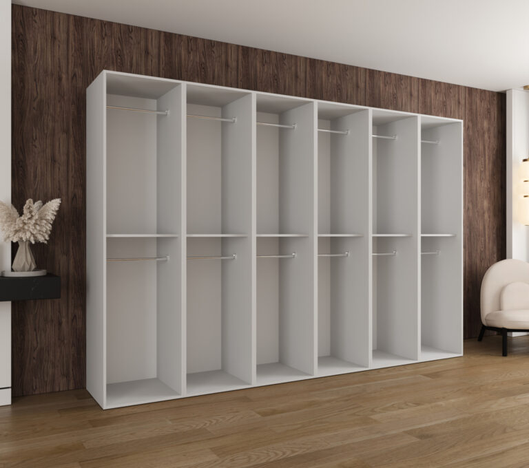 Szafa Modułowa Eden 300 cm Biała – PUSH CLICK i Cichy Domyk